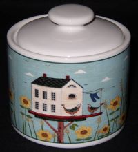 Sakura WARREN KIMBLE Birdhouse SUGAR BOWL w/Lid